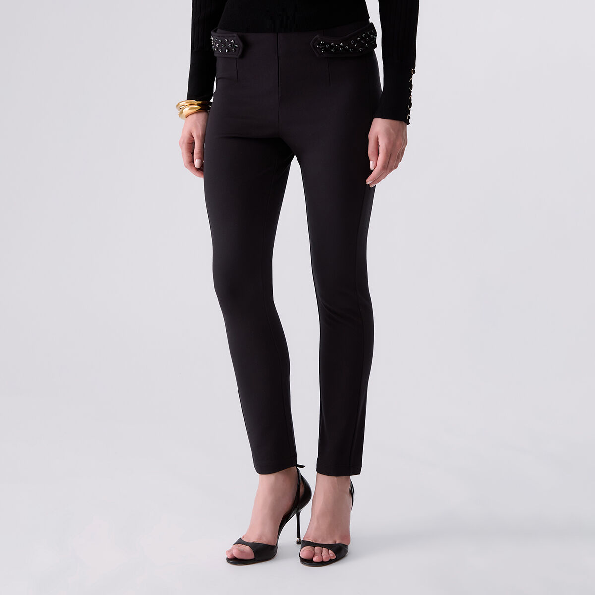 Pantalon slim fit avec ornements noir, LIU JO