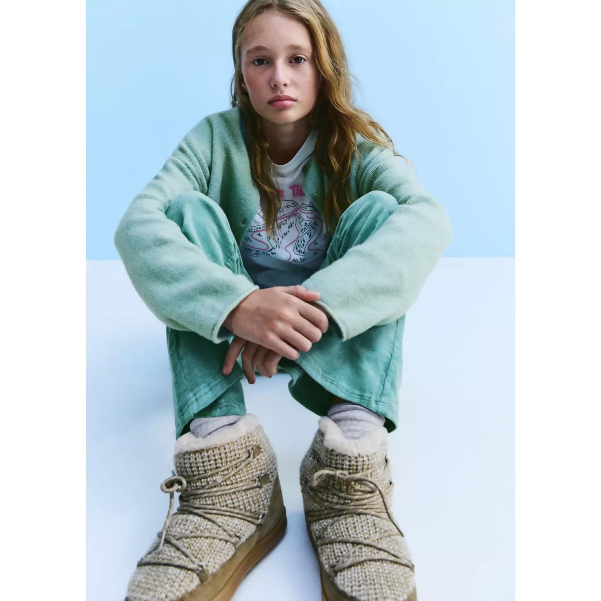Bottes cuir lacets sable, MANGO KIDS