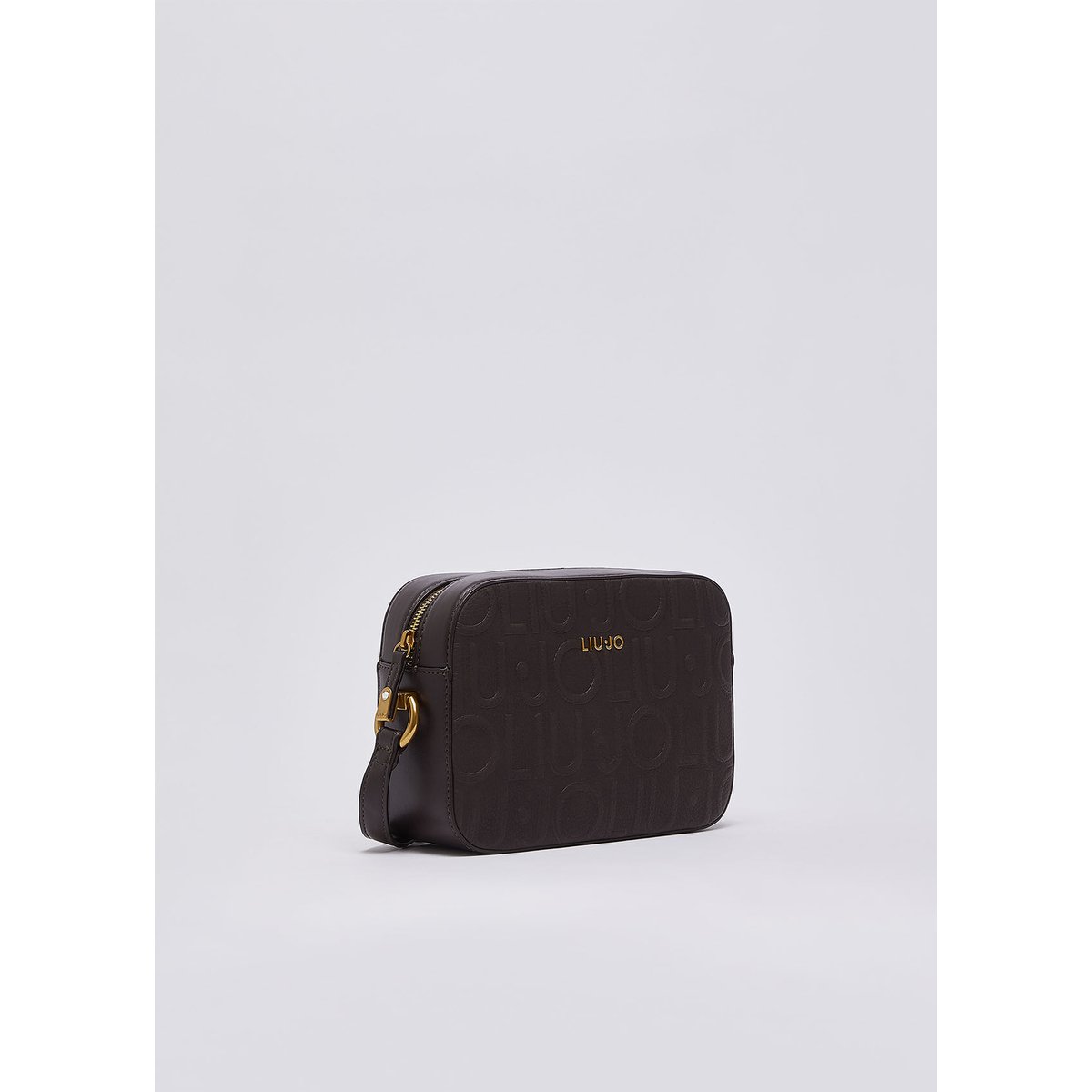 Sac bandoulière moyen avec logo marron foncé, LIU JO