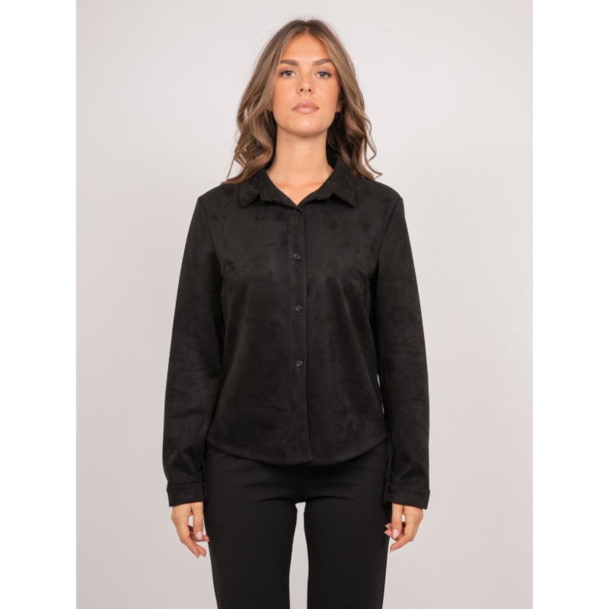 Chemise Ajustée Suédine Ologane noir, DONA LISA