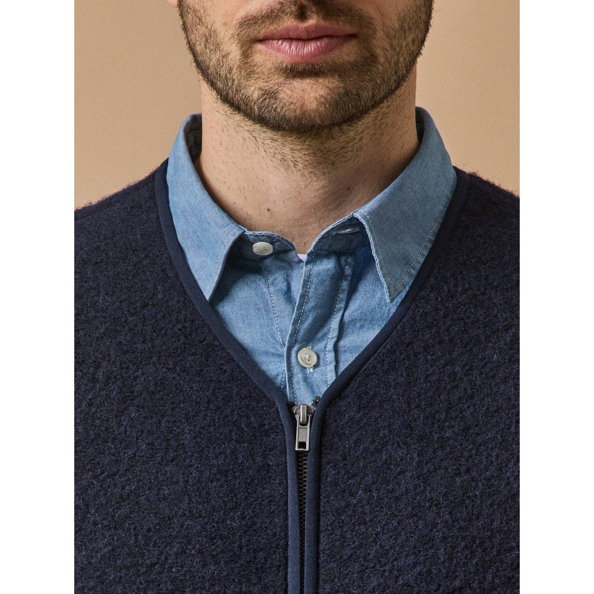 Gilet zippé sans manches marine, CYRILLUS
