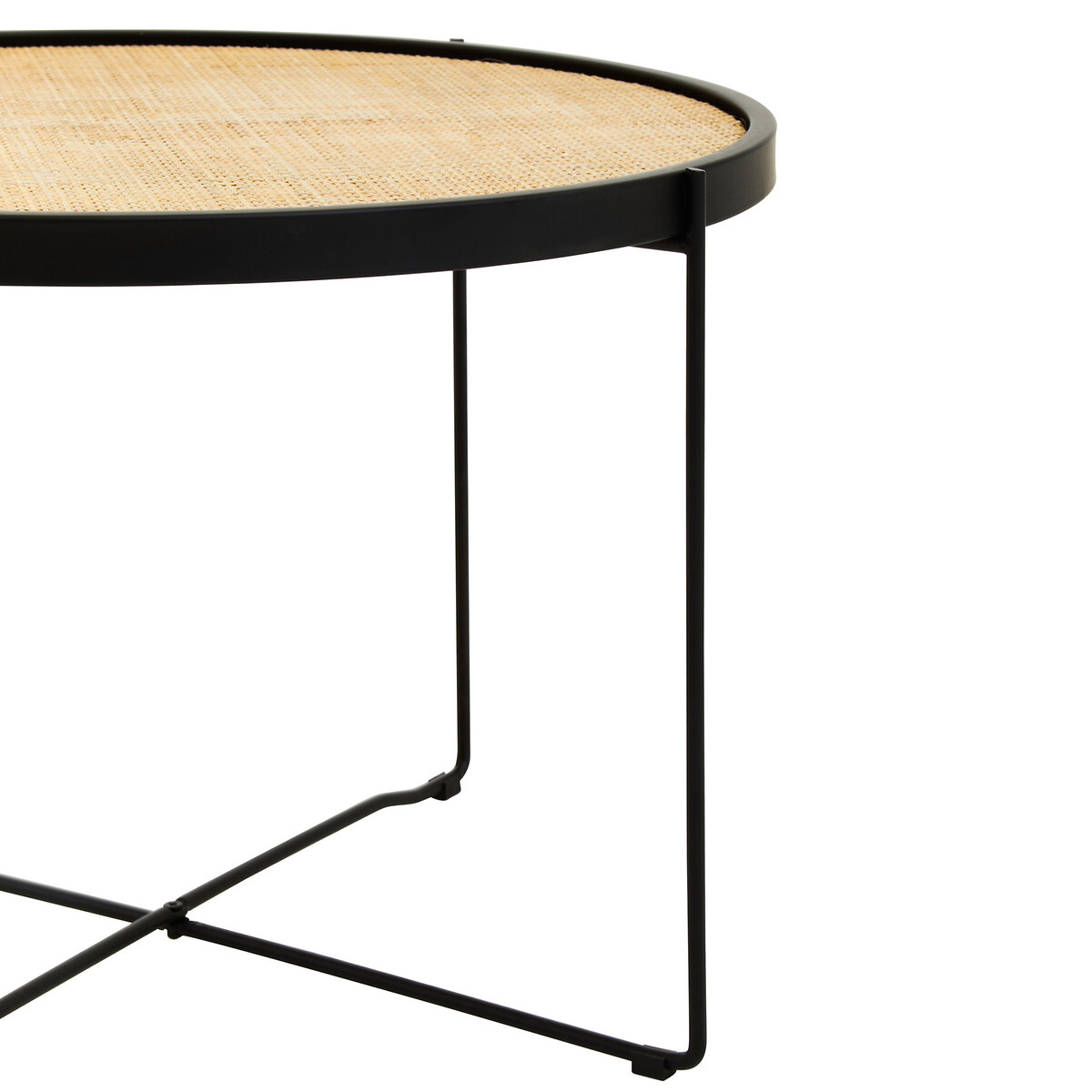 Ranji Round Rattan and Metal Coffee Table black, SO'HOME