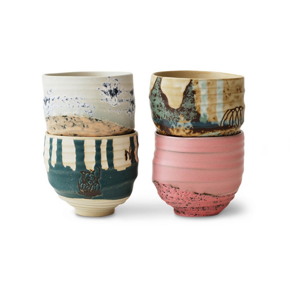 Tasses à café céramique  set de 4 Artist multicolore, HKLIVING