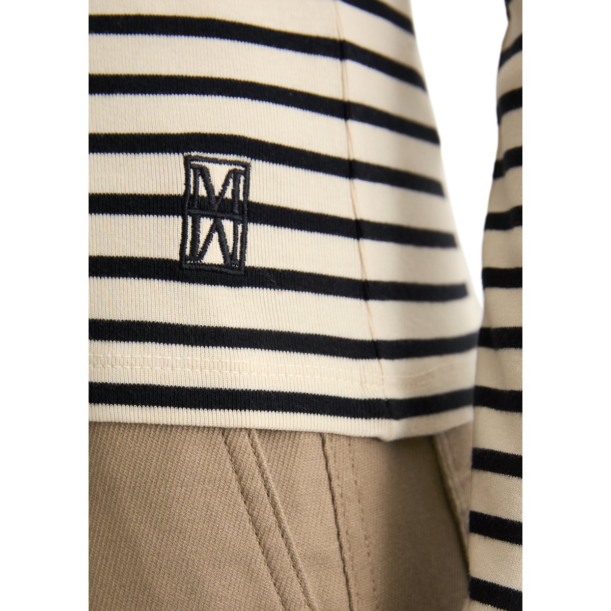 T-shirt long rayé regular en pur coton bio bleu foncé, MARC O'POLO