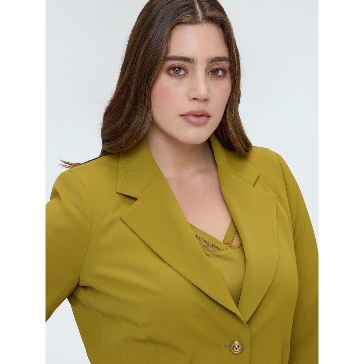 Blazer structuré avec bouton bijou vert clair, FIORELLA RUBINO