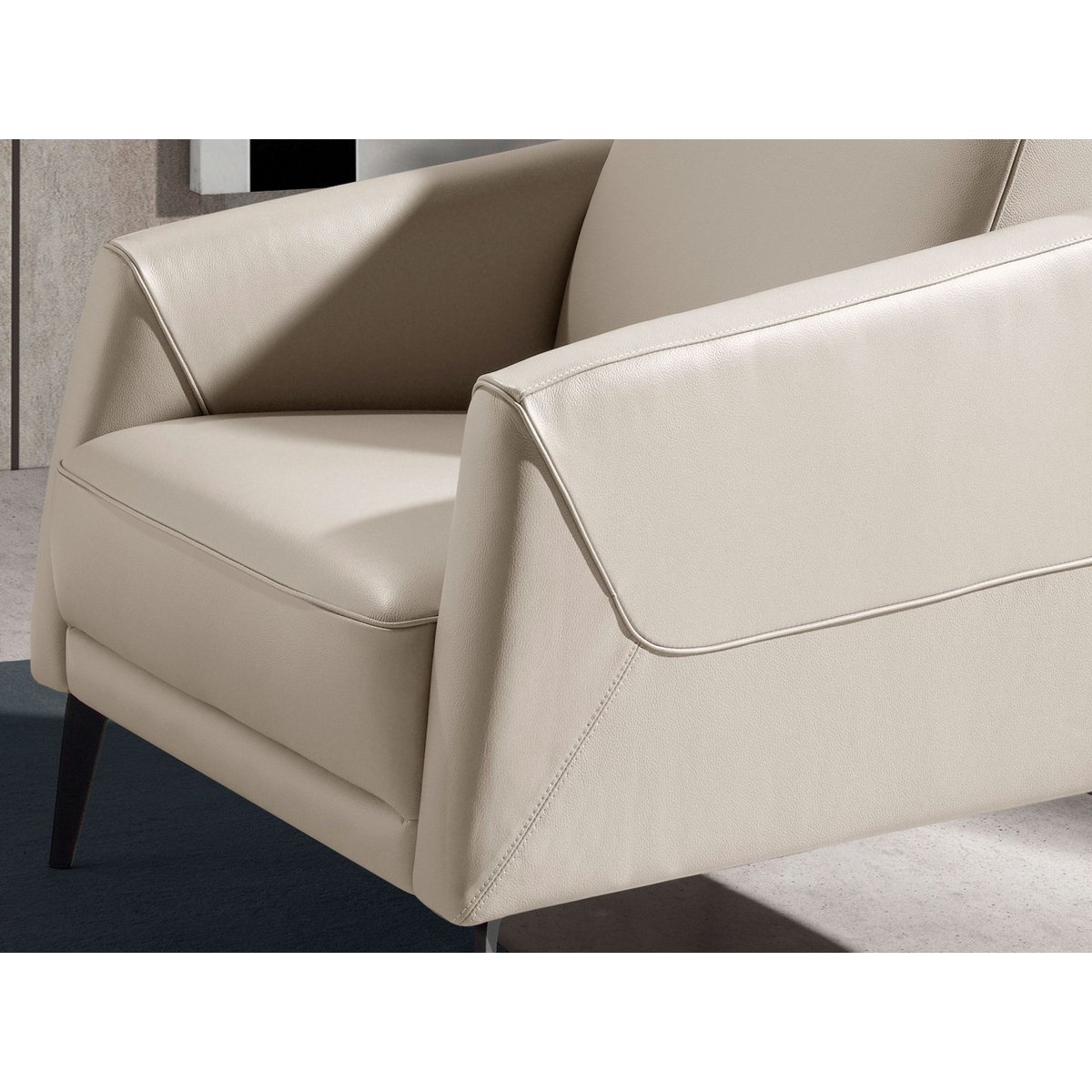 Fauteuil en cuir gris taupe | noir, ANGEL CERDA