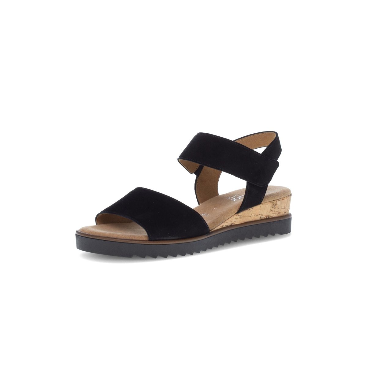 Sandales en cuir à talon compensé noir, GABOR