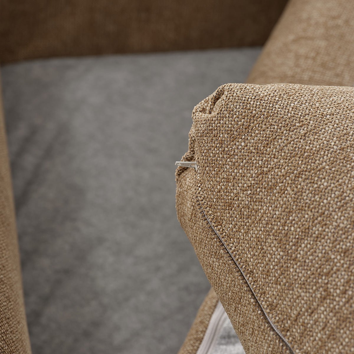 Méridienne droite modulable en tissu texturé LEOPOLD marron clair chiné, BERAH GETAH