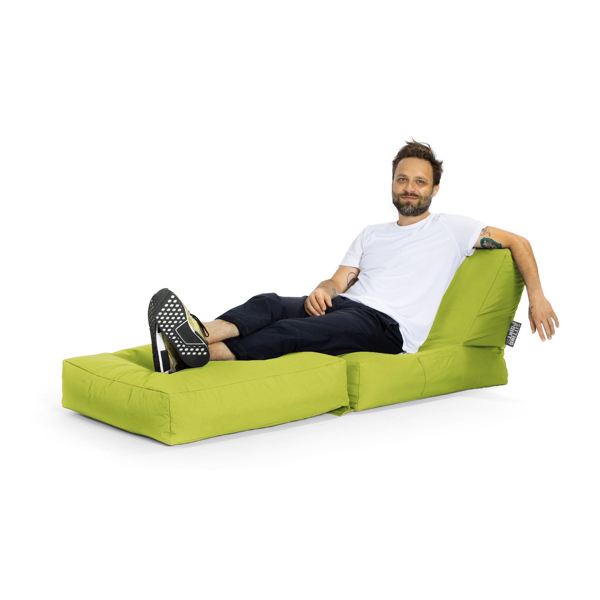 Pouf intérieur et extérieur uni avec dossier dépliable TWIST SCUBA vert anis, MAGMA HEIMTEX