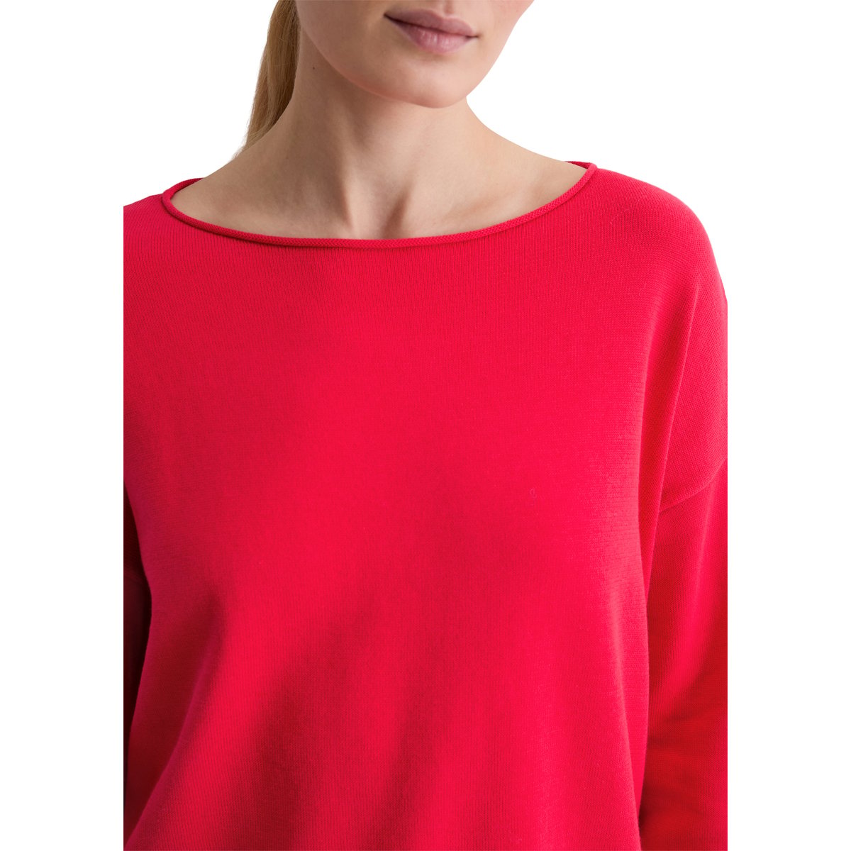 Pull en maille fine loose en pur coton bio rouge clair, MARC O'POLO