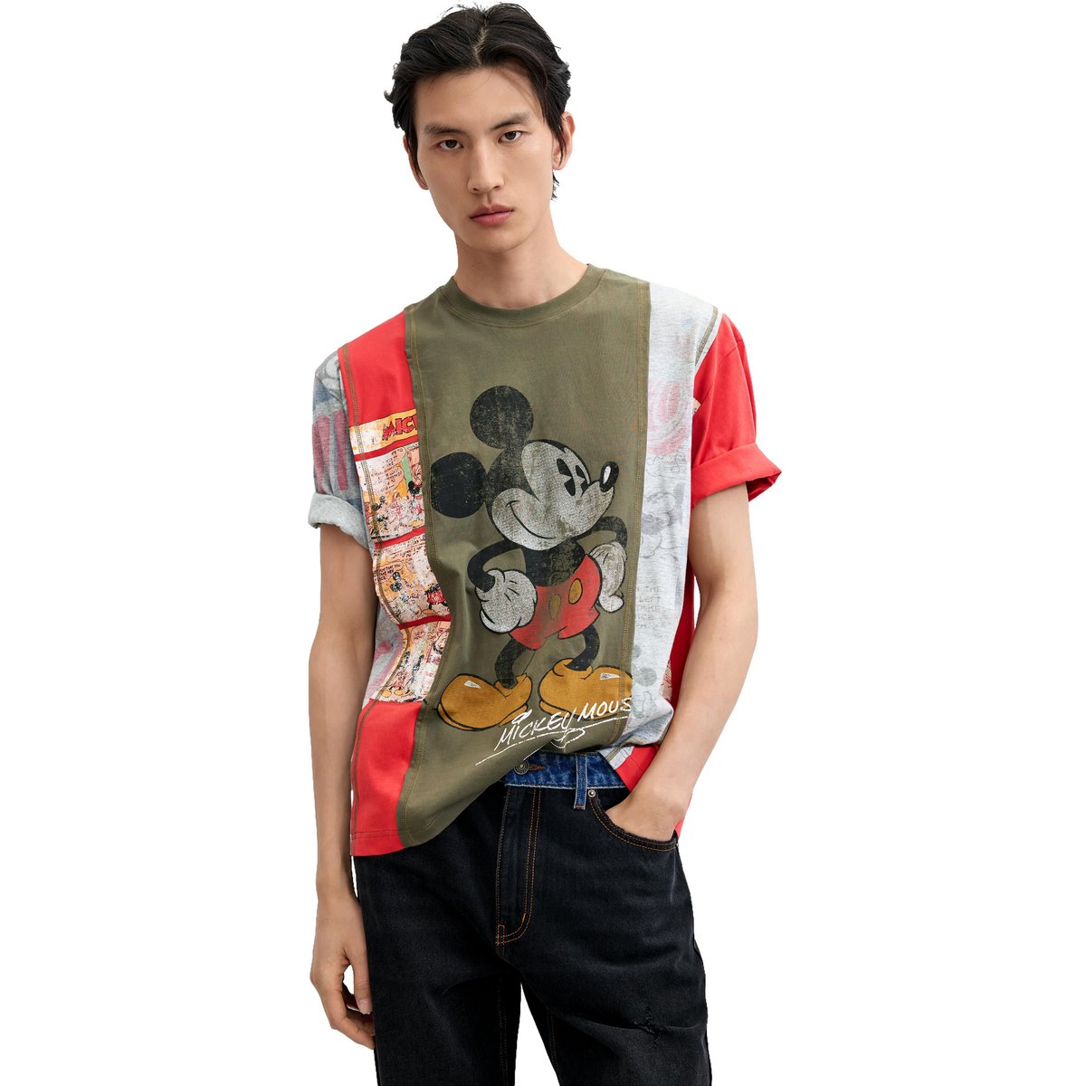 T-shirt collage Mickey™ vert, DESIGUAL