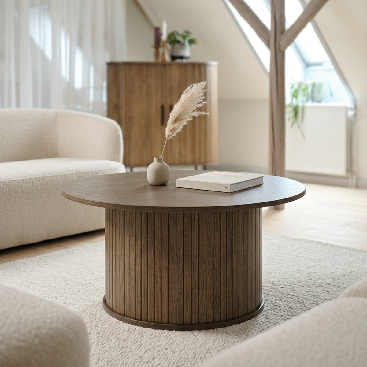 Table basse ronde ø90 cm - Bois - ALBA naturel, MAISON AUBERTIN
