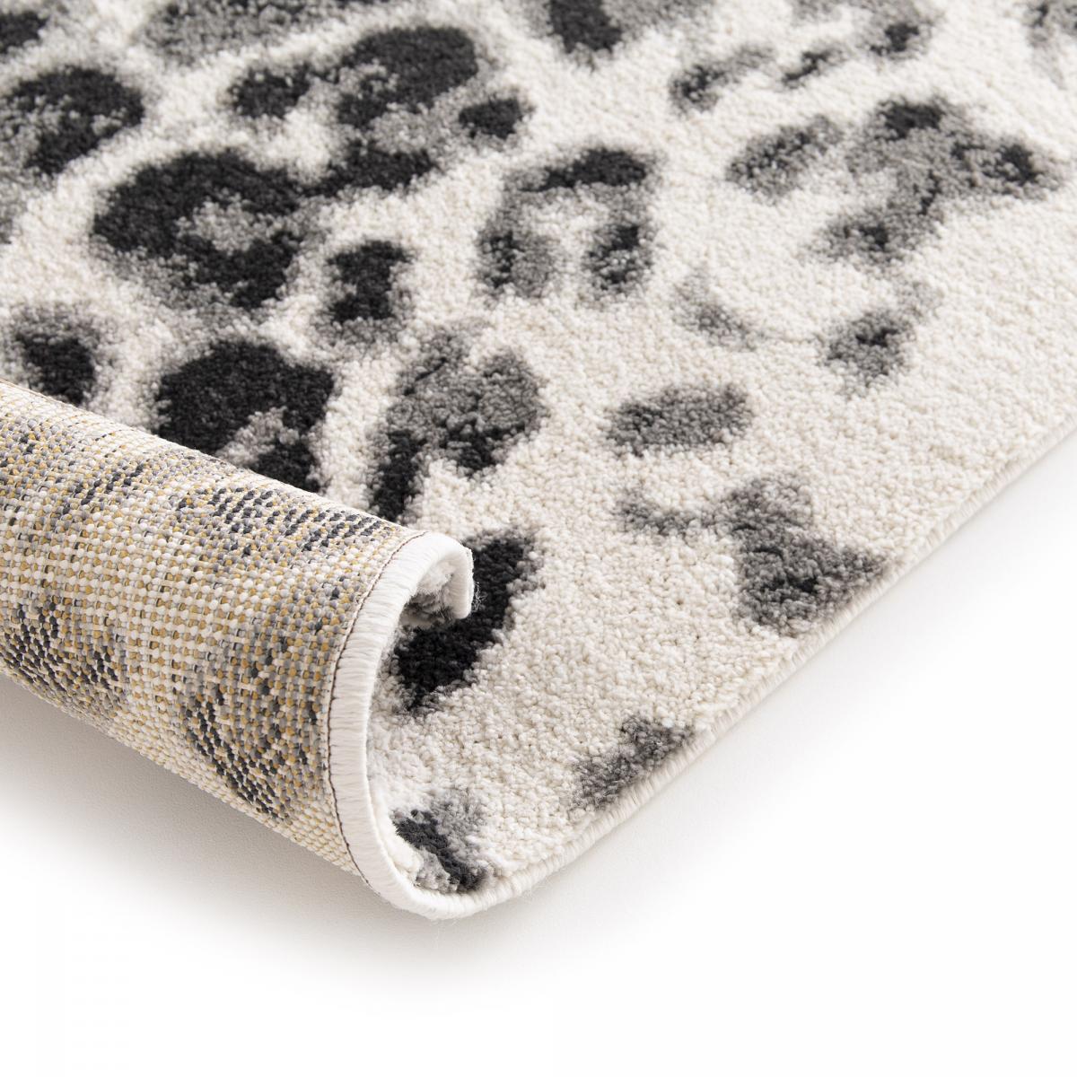 Tapis salon et chambre tissé motif animaux BELLA 5 noir, blanc, UN AMOUR DE TAPIS