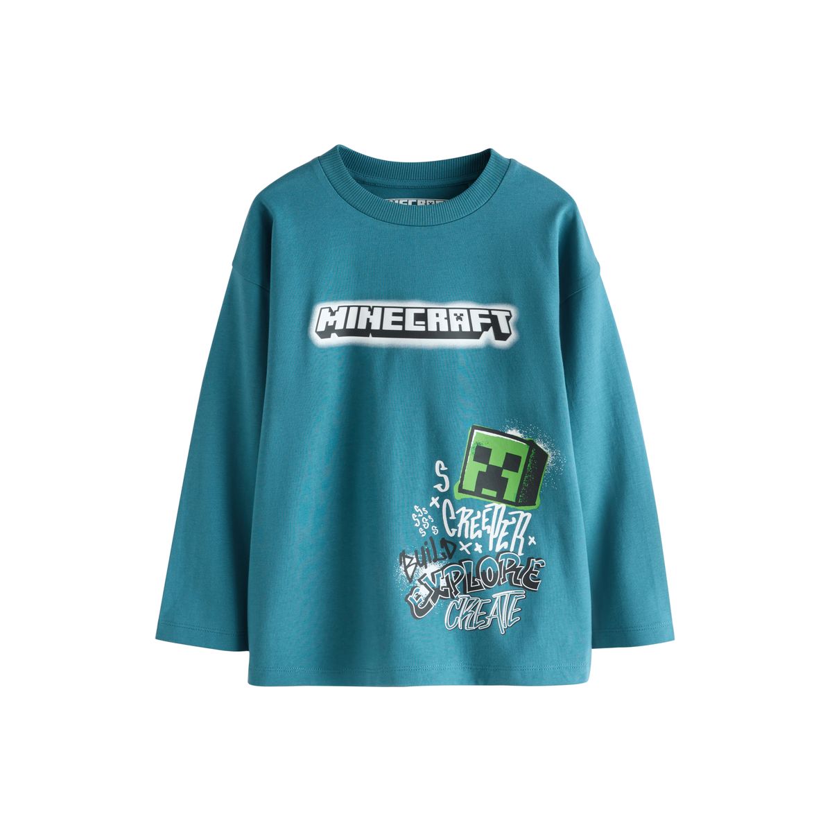 T-shirt minecraft à manches longues bleu sarcelle, NEXT