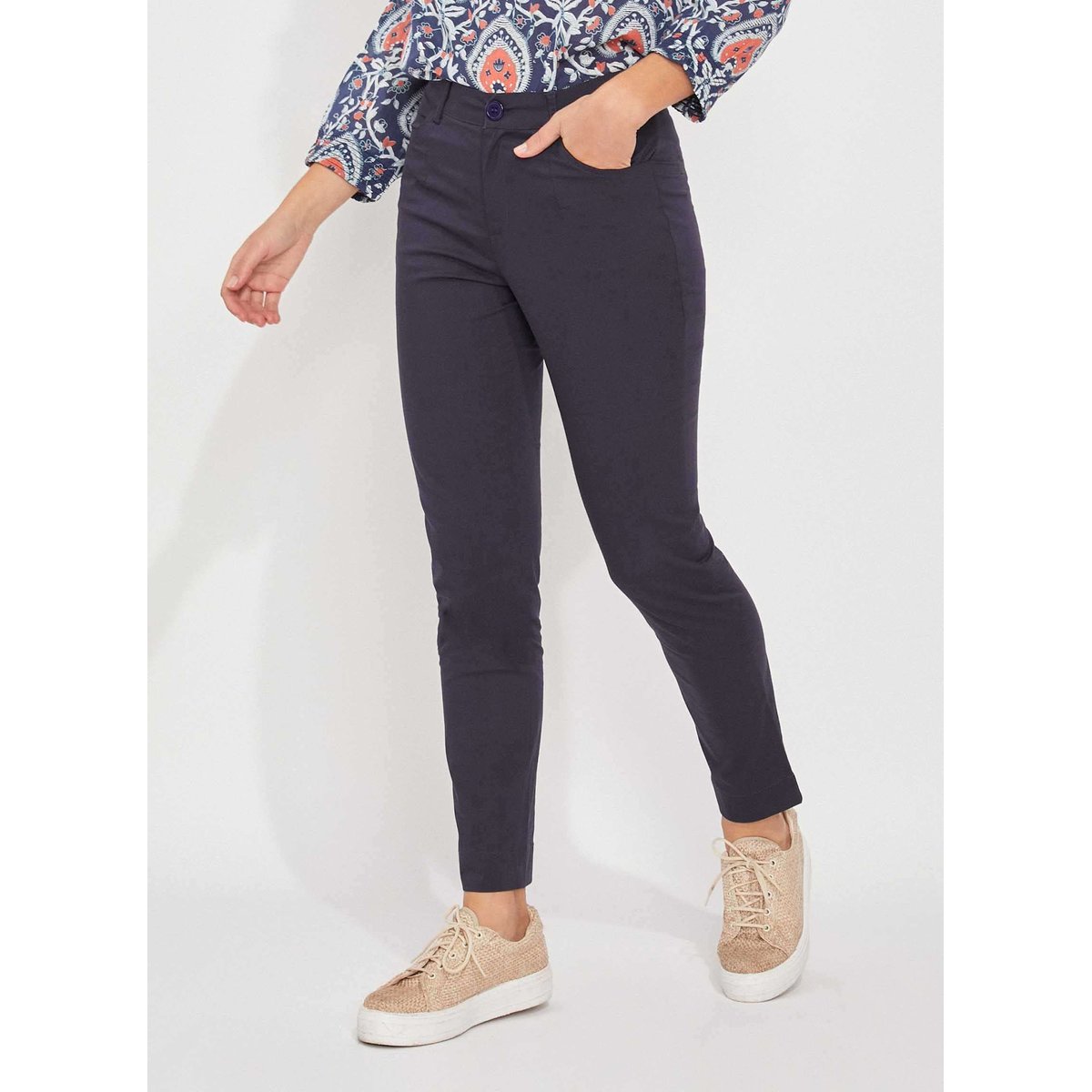 Pantalon cigarette coton MALACIA marine malacia, LA FIANCÉE
