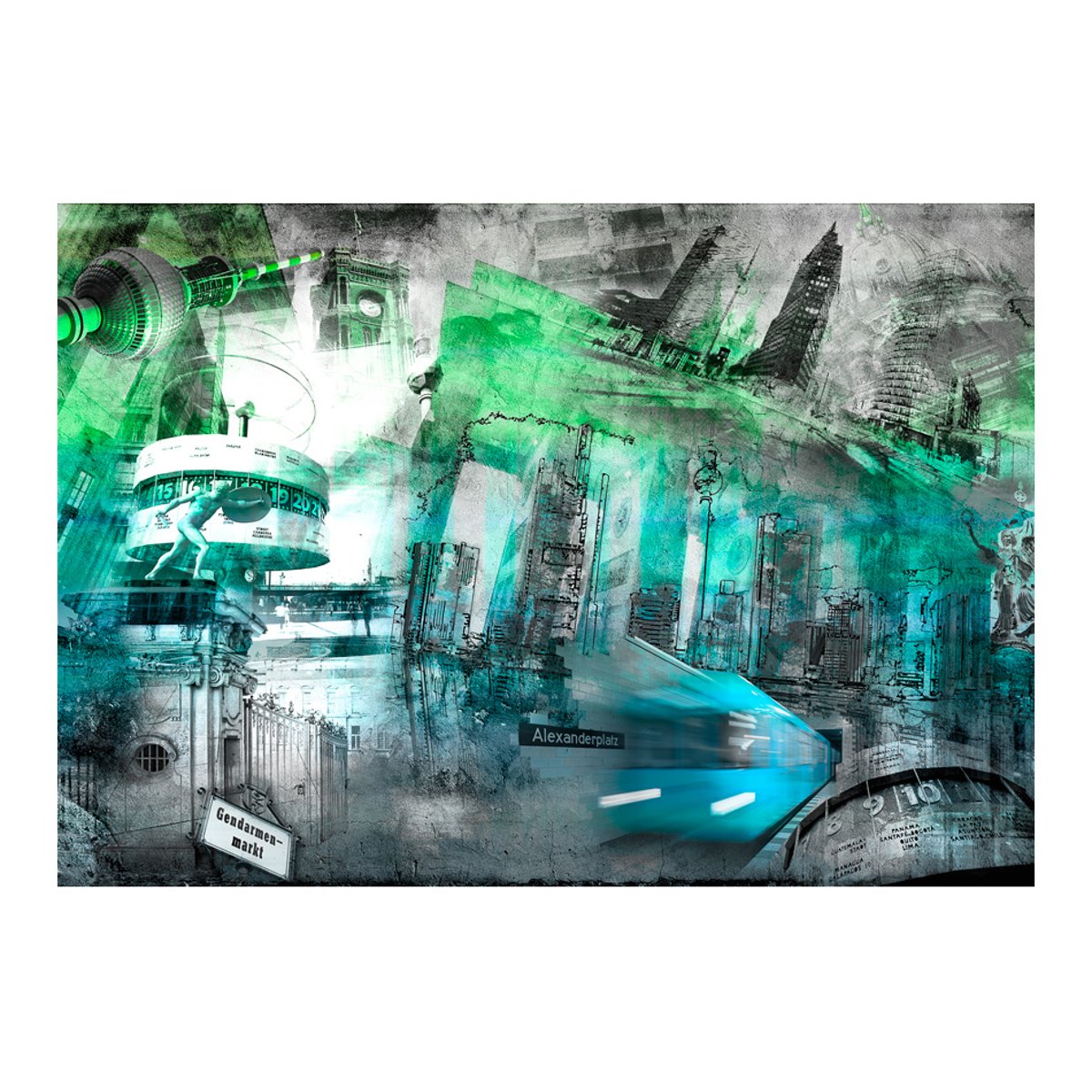 Papier peint intissé panoramique Ville et Architecture Berlin - collage (vert) vert, EDEN