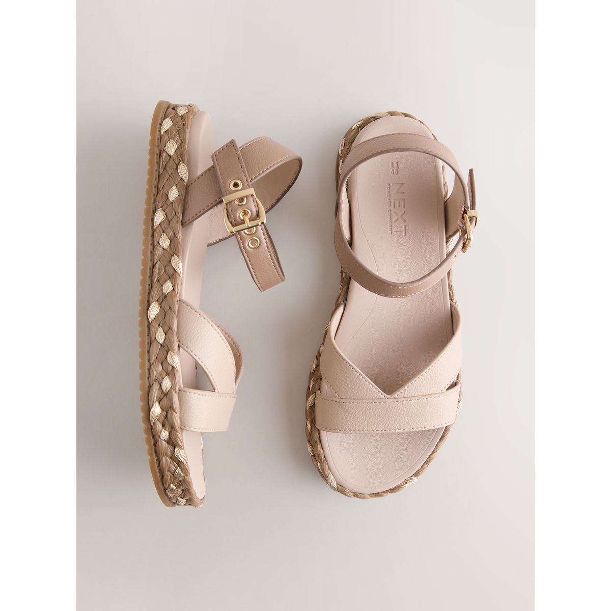 Sandales à brides croisées forever comfort® rose poudré métallisé, NEXT