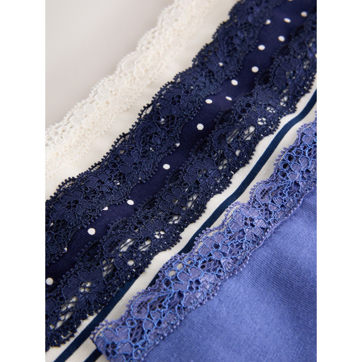 Culotte en dentelle et coton, lot de 4 bleu marine rayé, NEXT