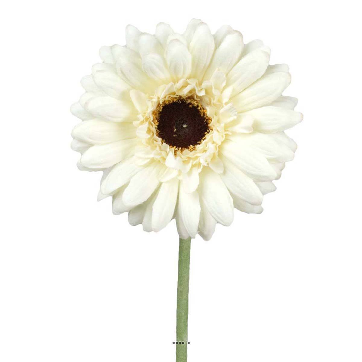 Gerbera artificiel H 55 cm D 10 cm superbe crème, ARTIFICIELLES