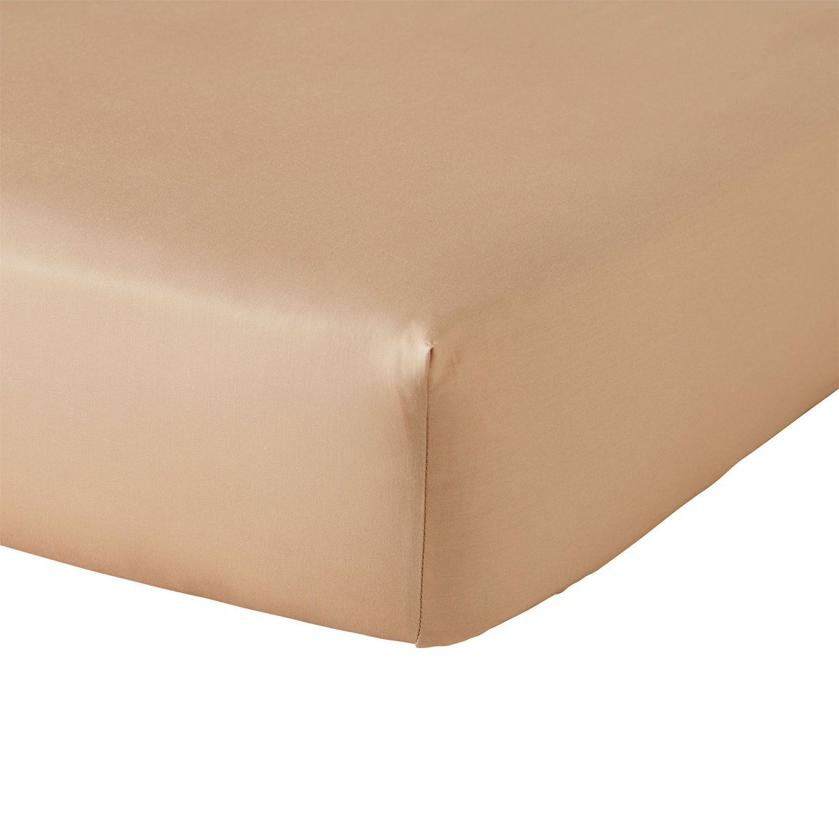 Drap housse uni en satin de coton, HEURE DORÉE beige, A DEMAIN
