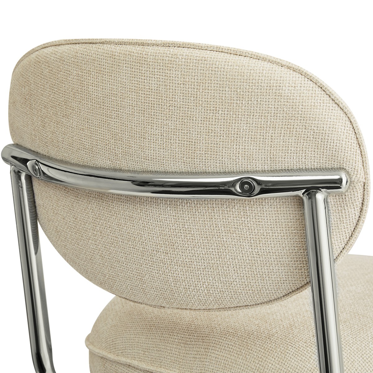 Lot de 2 chaises de salle à manger chromées en tissu chenille - LOU beige, HOMIFAB