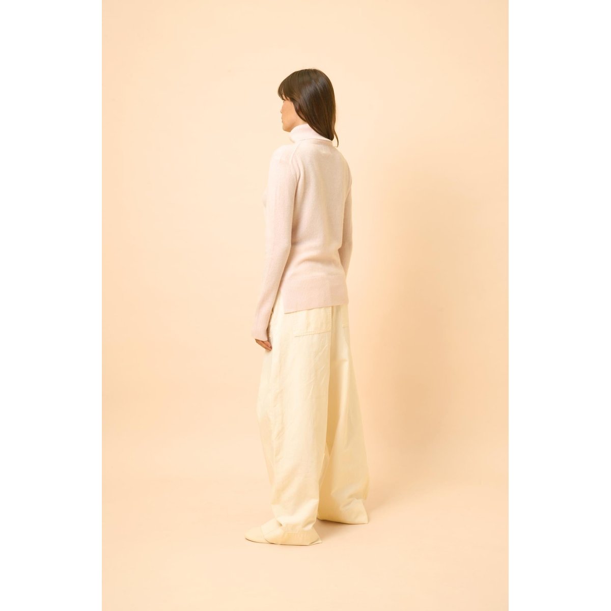 Pull Col Roulé Poudre Lexie rose clair, JUST CASHMERE