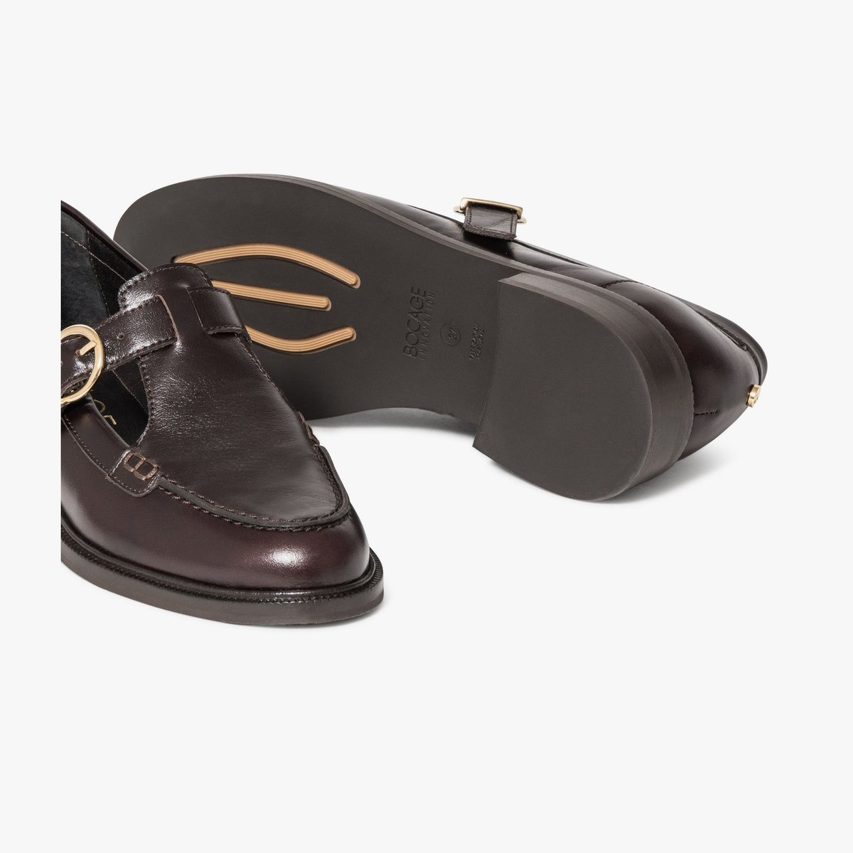 Mocassin en cuir AURORA croco marron fonce, BOCAGE