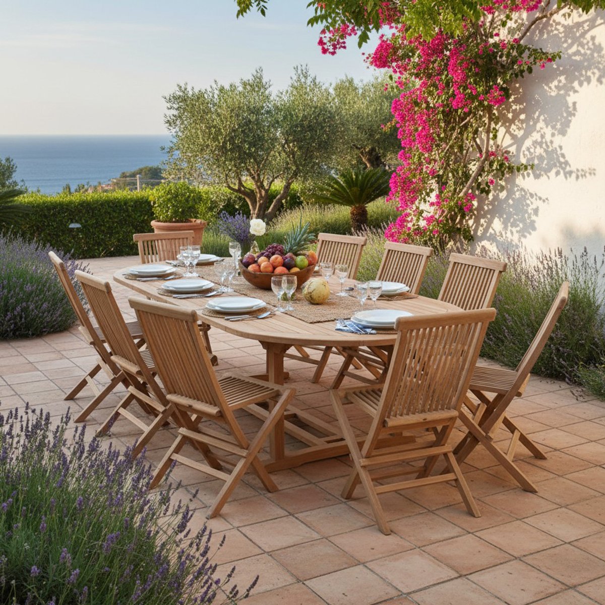 Table extensible ovale teck massif 12 places Florence naturel, TECK ATTITUDE
