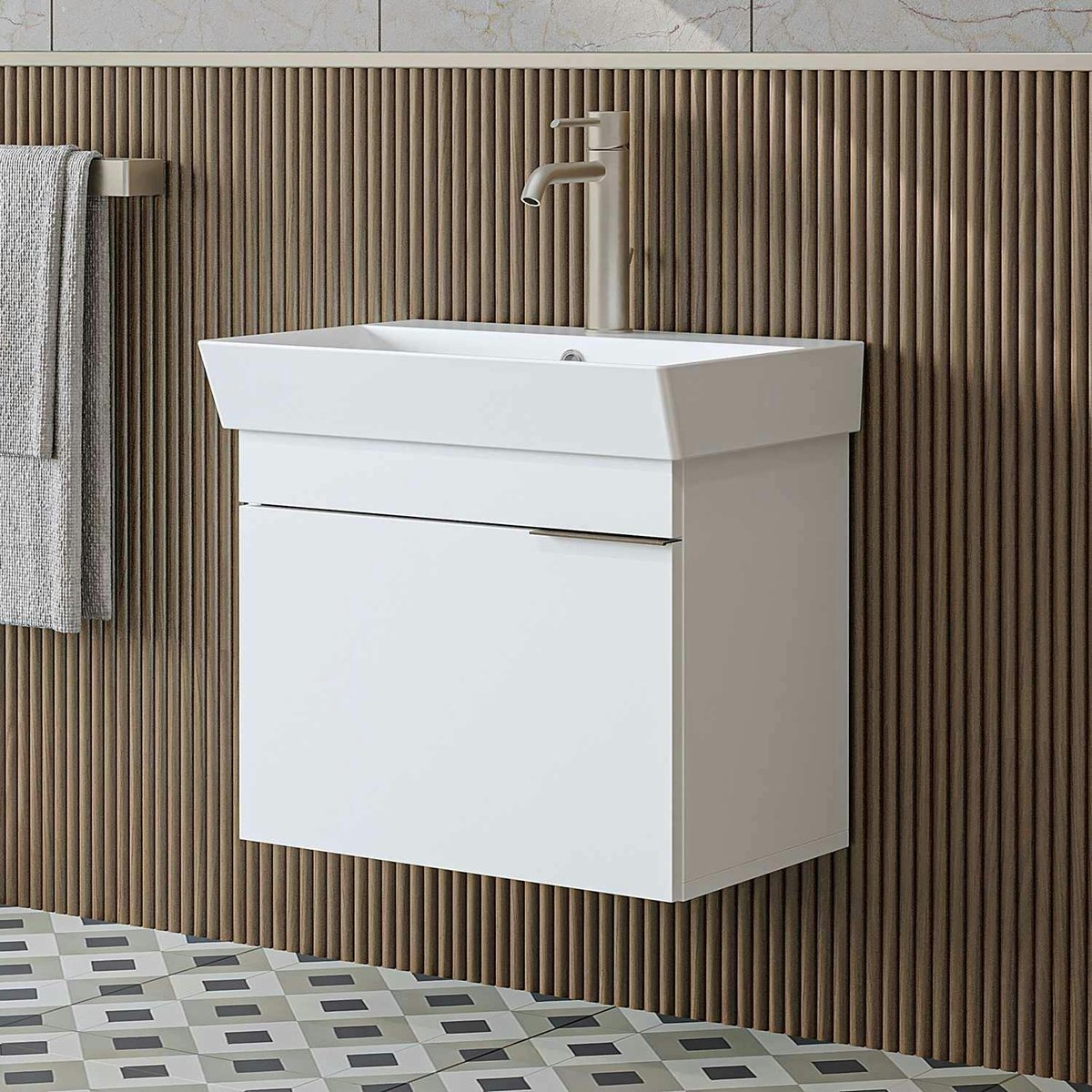 Meuble vasque 59 cm 1 porte NORIA blanc, PIER IMPORT