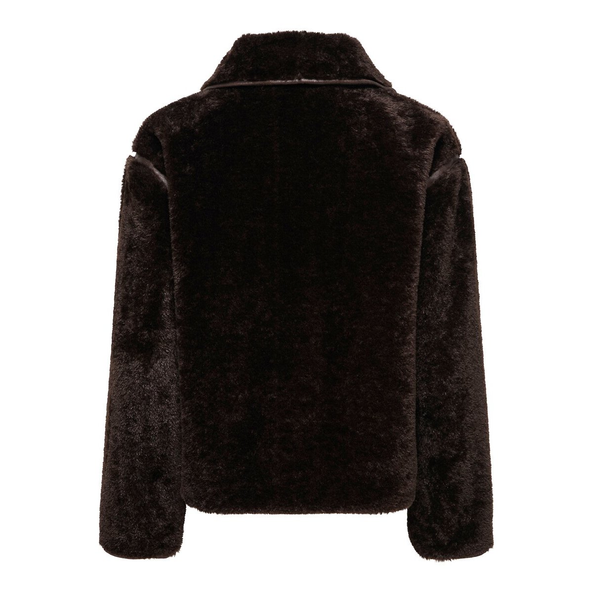 Manteau boutonné en imitation fourrure marron chocolat, JDY