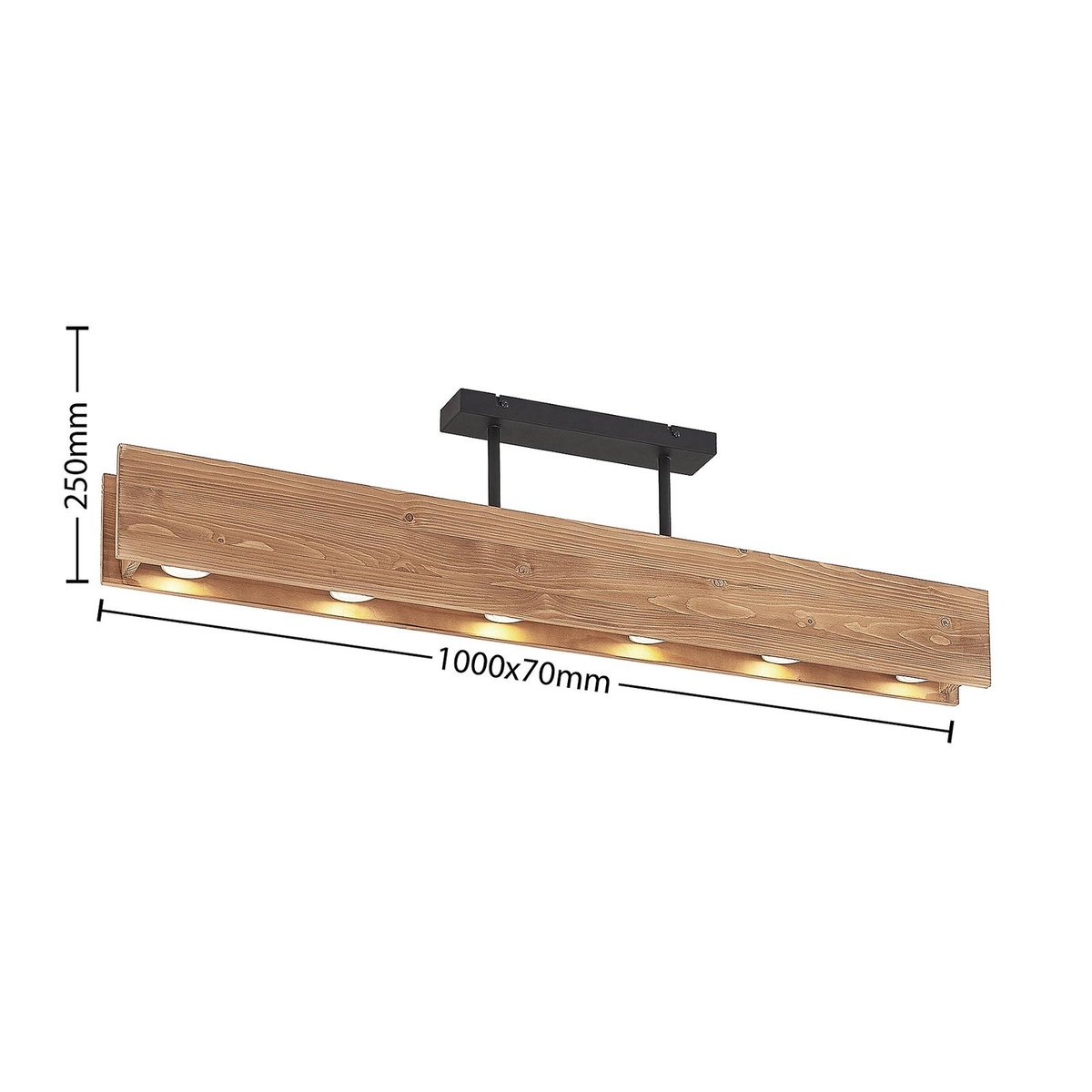 Plafonnier en bois scandinave, Malwin bois foncé, noir, LINDBY
