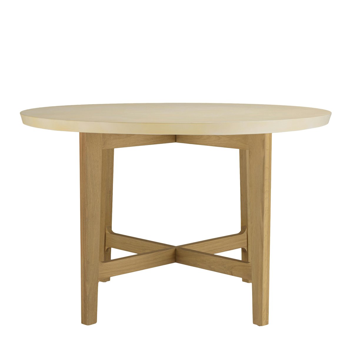 Table à manger ronde 120 cm plateau béton beige BRASILIA beige, PIER IMPORT