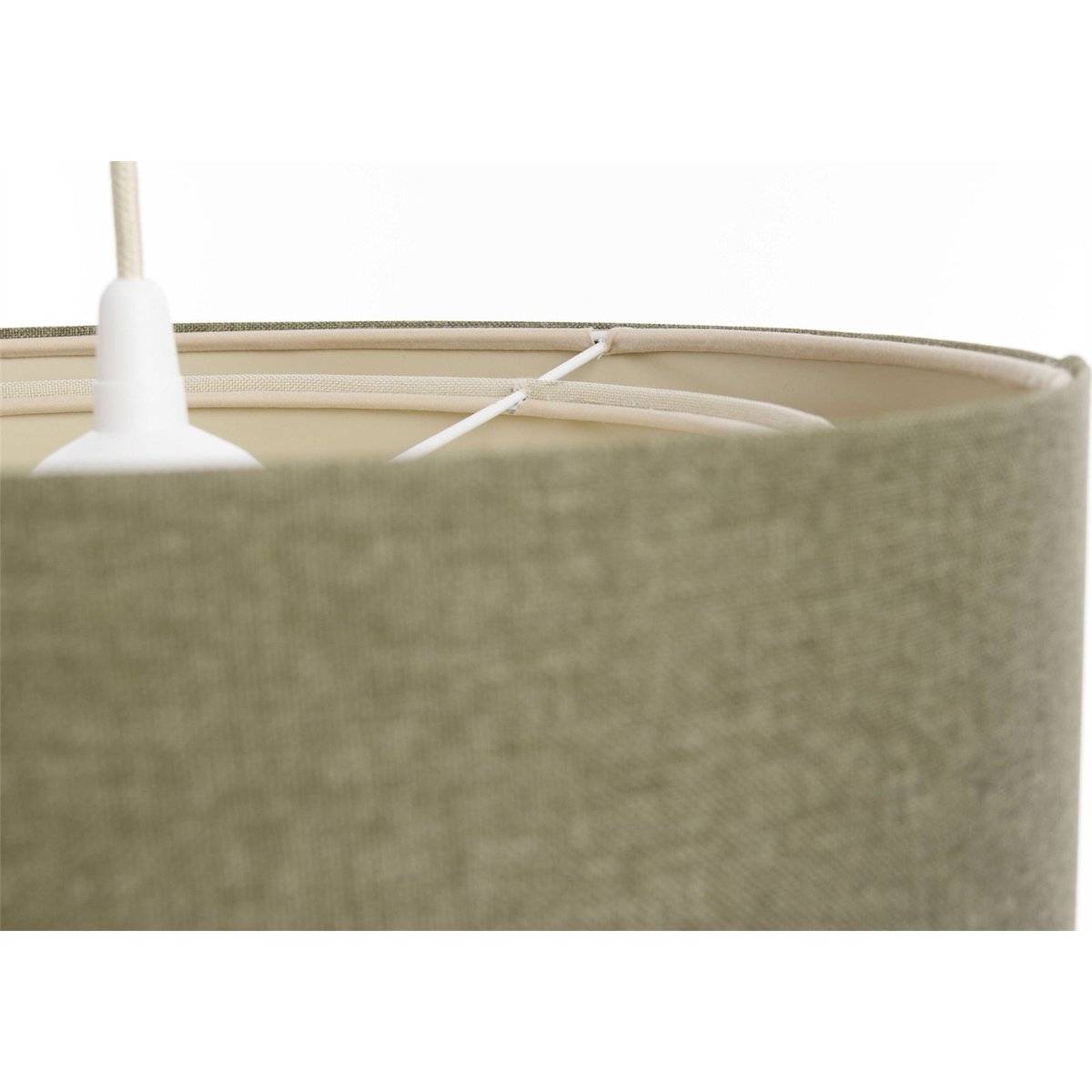 Suspension ronde en tissu et rotin Boho Elegant beige crème et rotin naturel, BPS KONCEPT