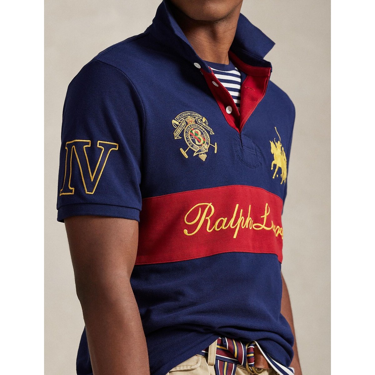 Polo manches courtes message marine/rouge, POLO RALPH LAUREN