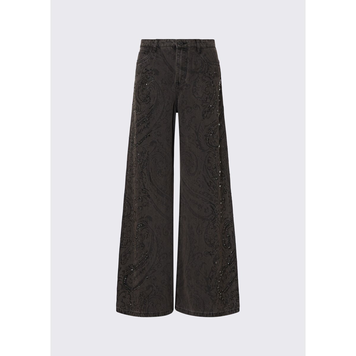 Jean évasé orné de médaillons denim noir, LIU JO