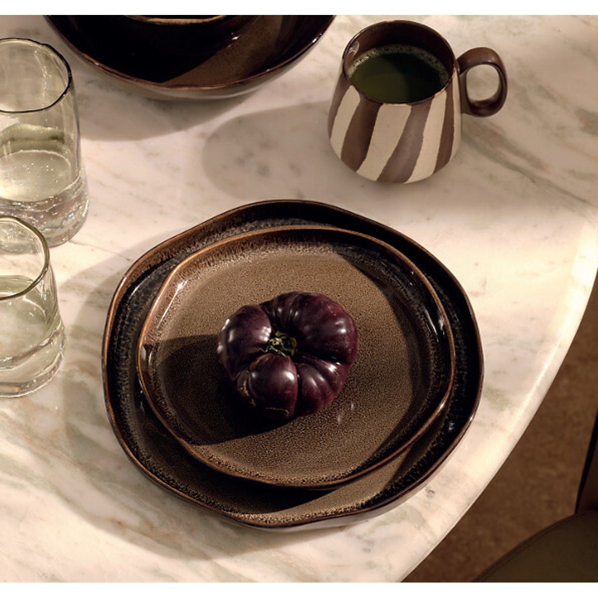 MADE.COM Set of 4 Vinnie Dinner Plates in Brown brown , MADE