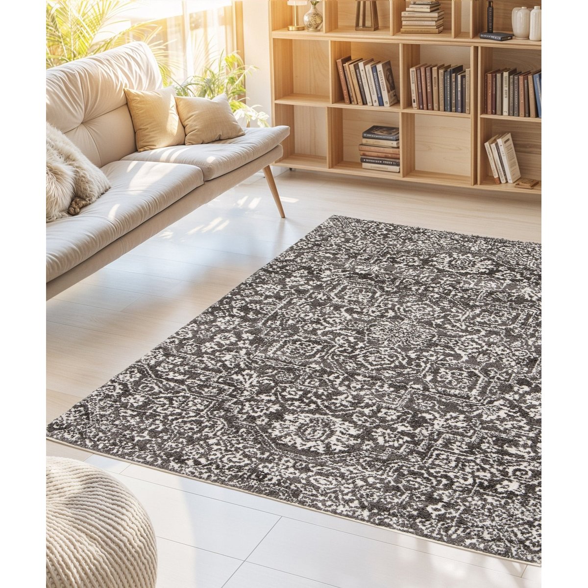 Tapis en relief doux et moderne MIRZA gris foncé, AFK LIVING