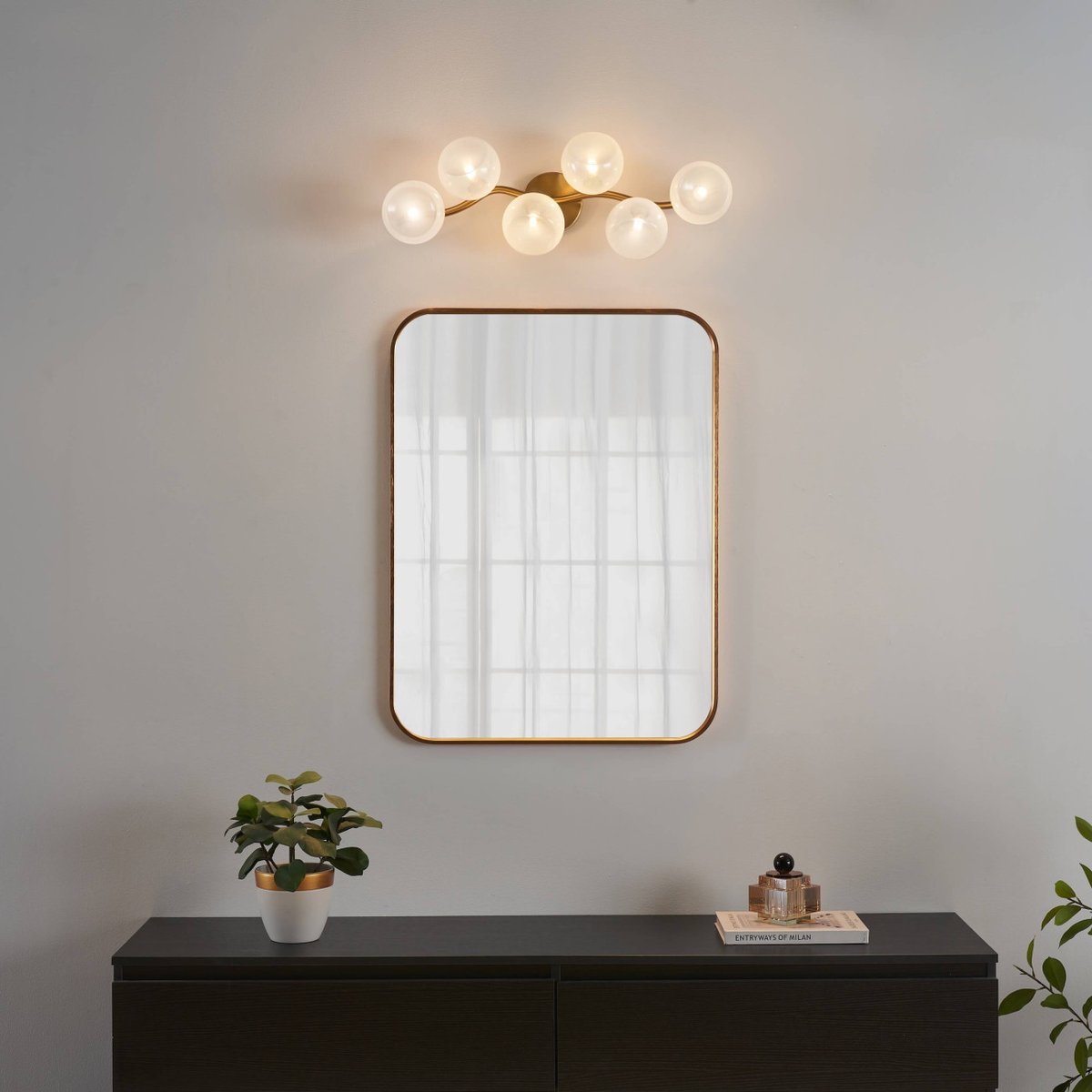 Applique vague chic multi-verre - ISALINA laiton et blanc, KOSILUM