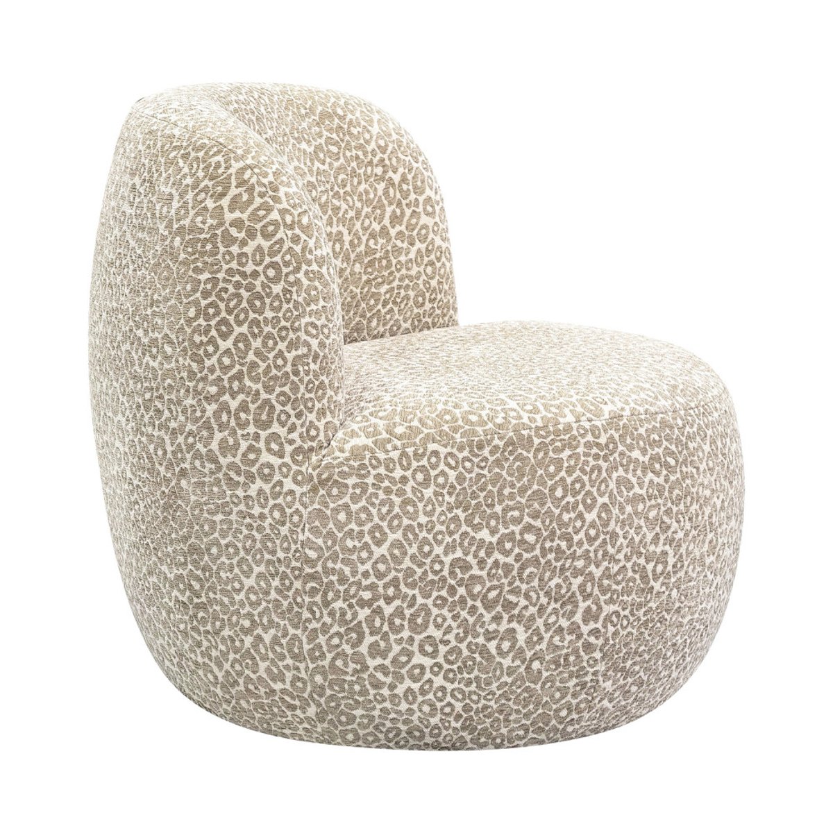 Fauteuil rond en tissu imprimé léopard- MO beige, DRAWER