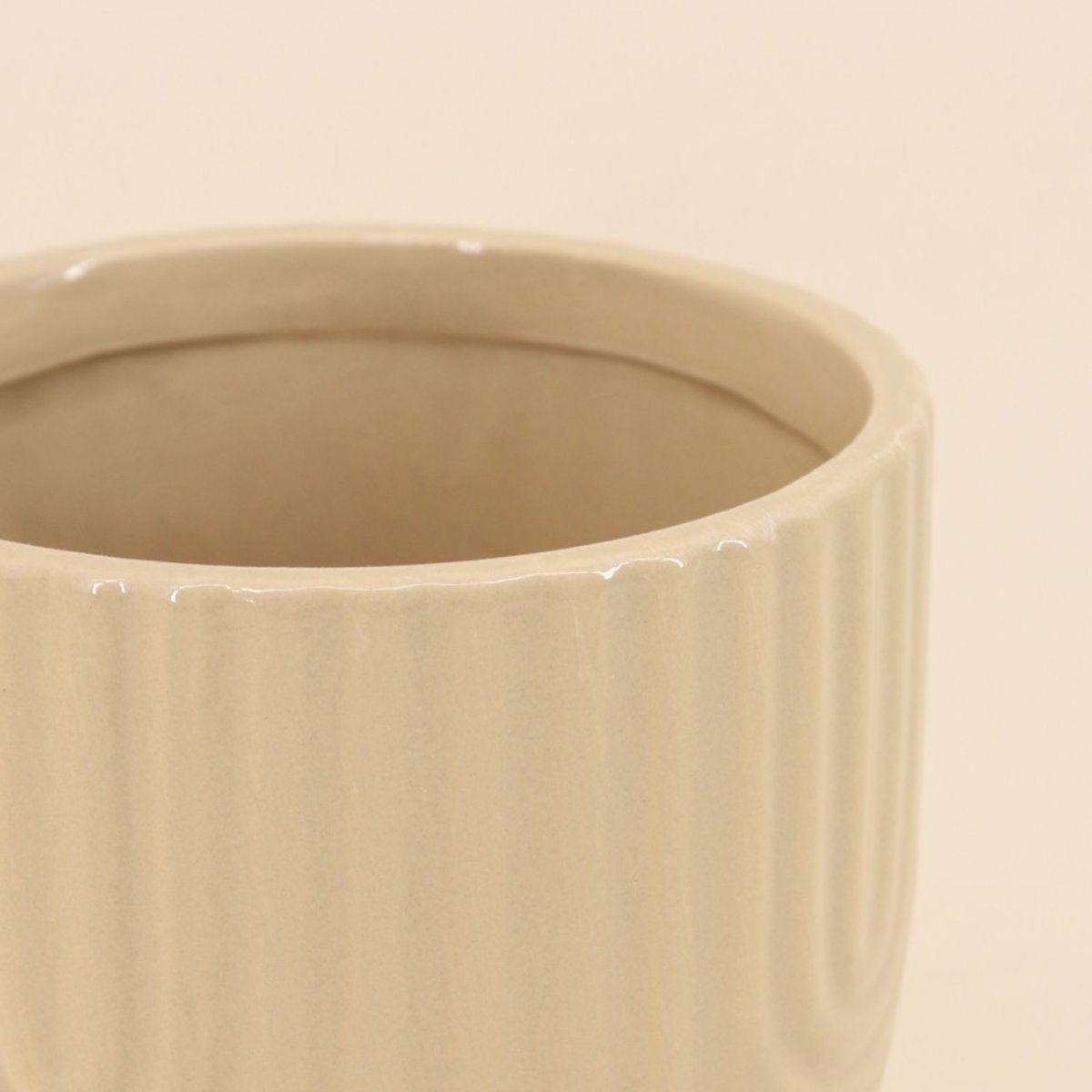 Cache-pot en céramique 13cm beige, ORNAMI