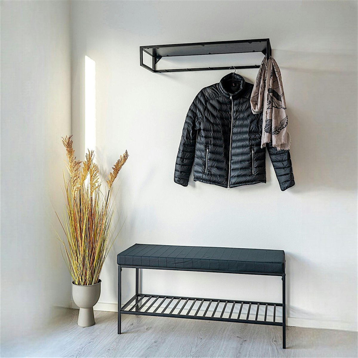 Banc d'entrée noir avec rangement chaussures VARDE noir, PIER IMPORT