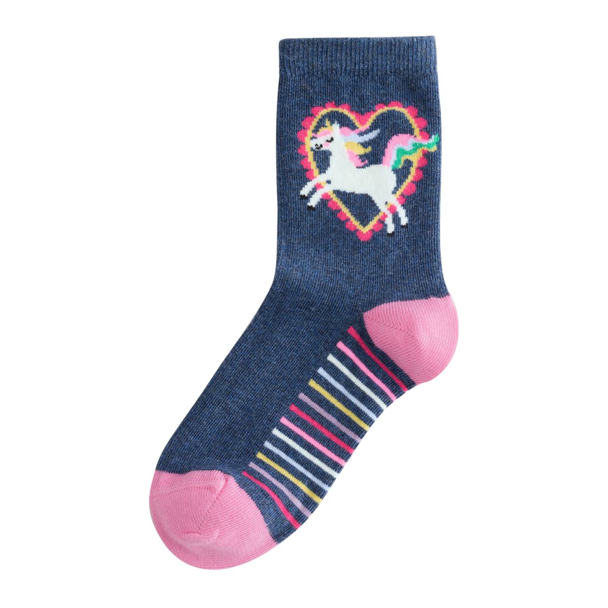 Socquettes coton licornes, 7 paires rose, vert et bleu marine, NEXT