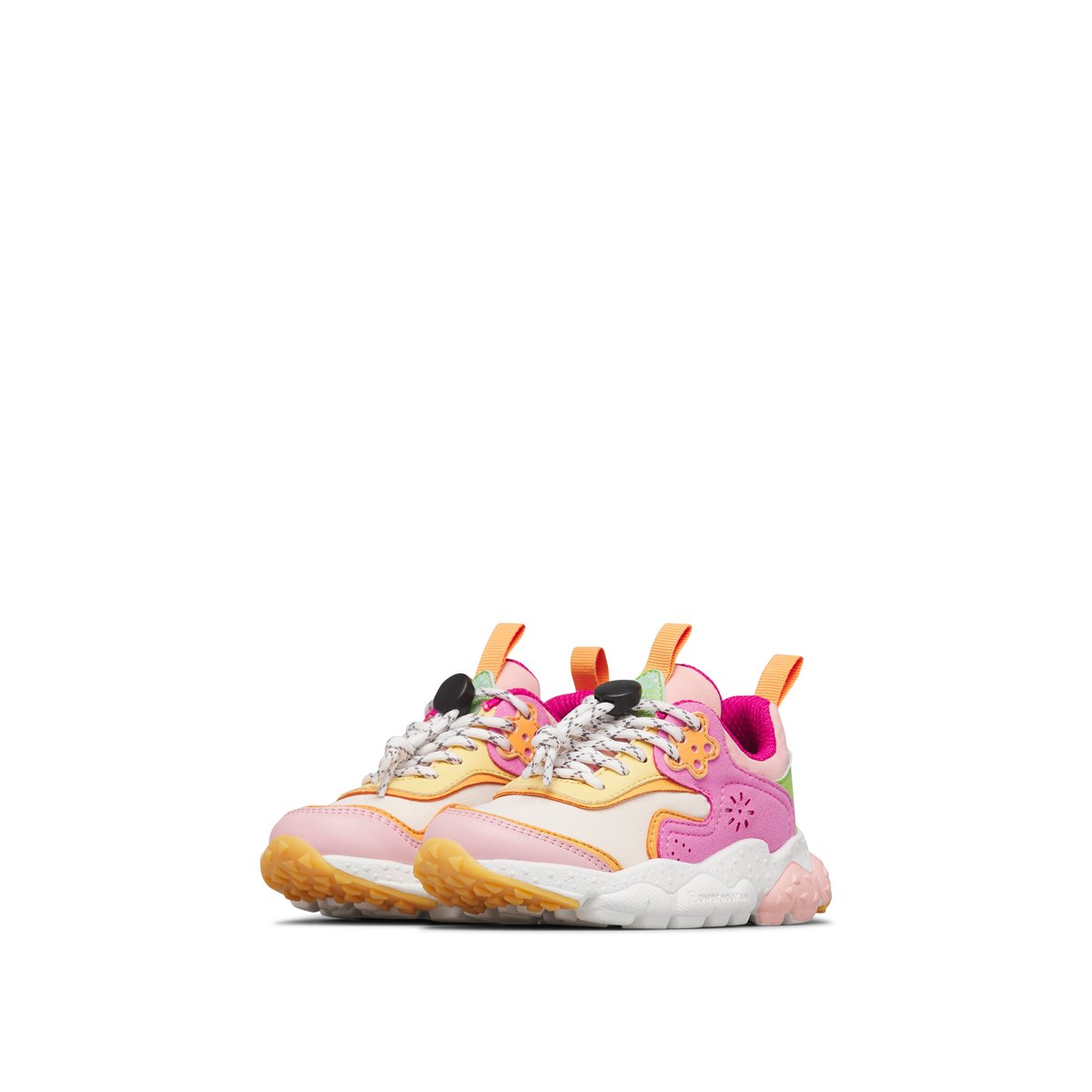 Sneakers en simili cuir et tissu technique DOI JUNIOR. rose-blanc crème, NATURINO