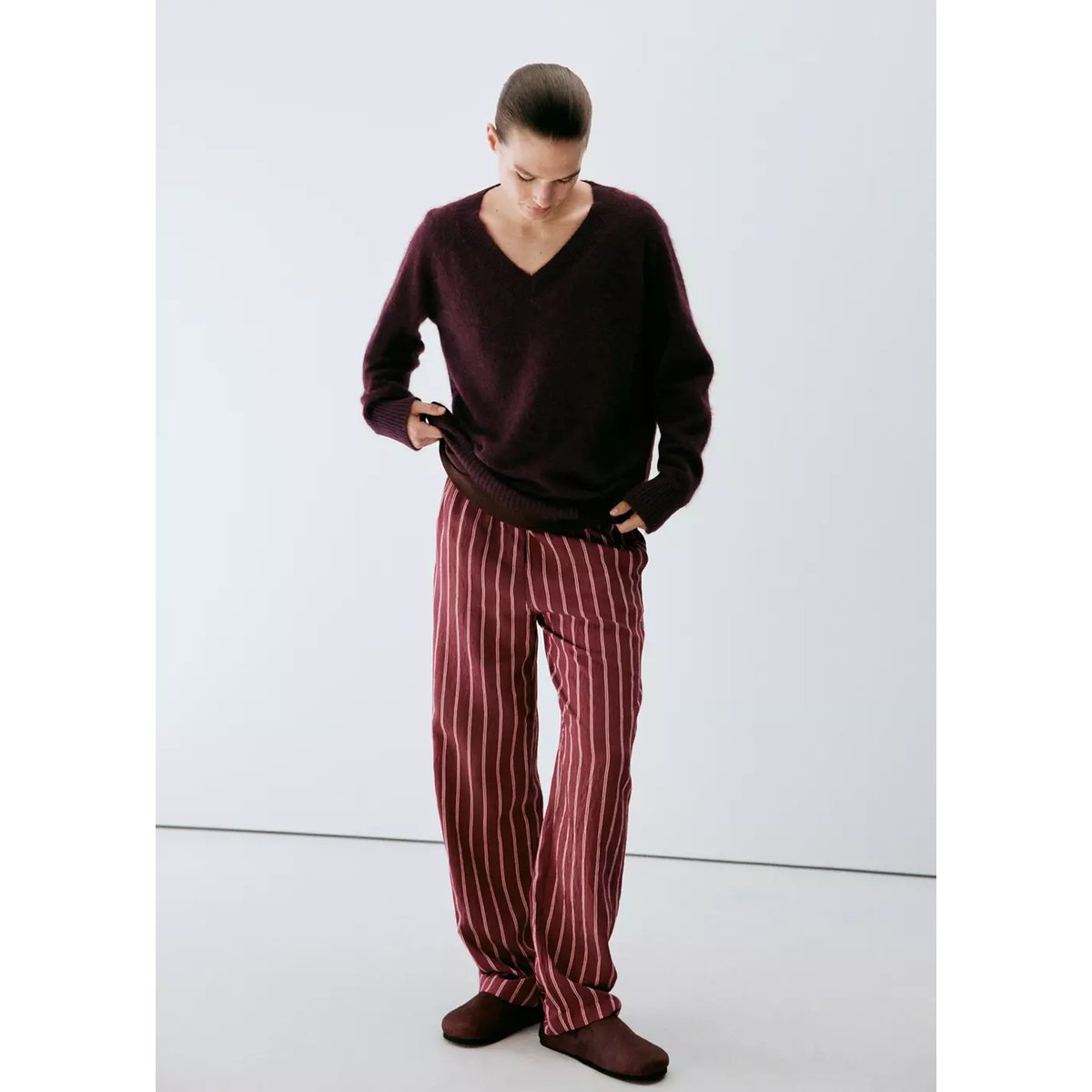 Pull pyjama 100 % cachemire bordeaux, MANGO