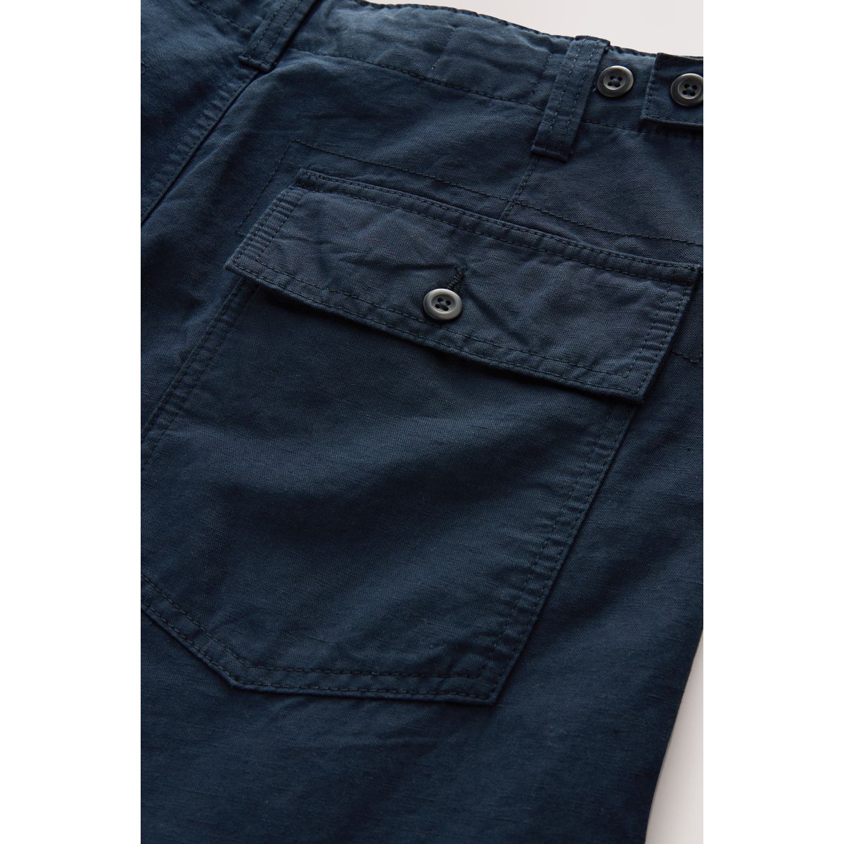 Pantalon en lin et coton avec poches fatigue bleu marine, NEXT