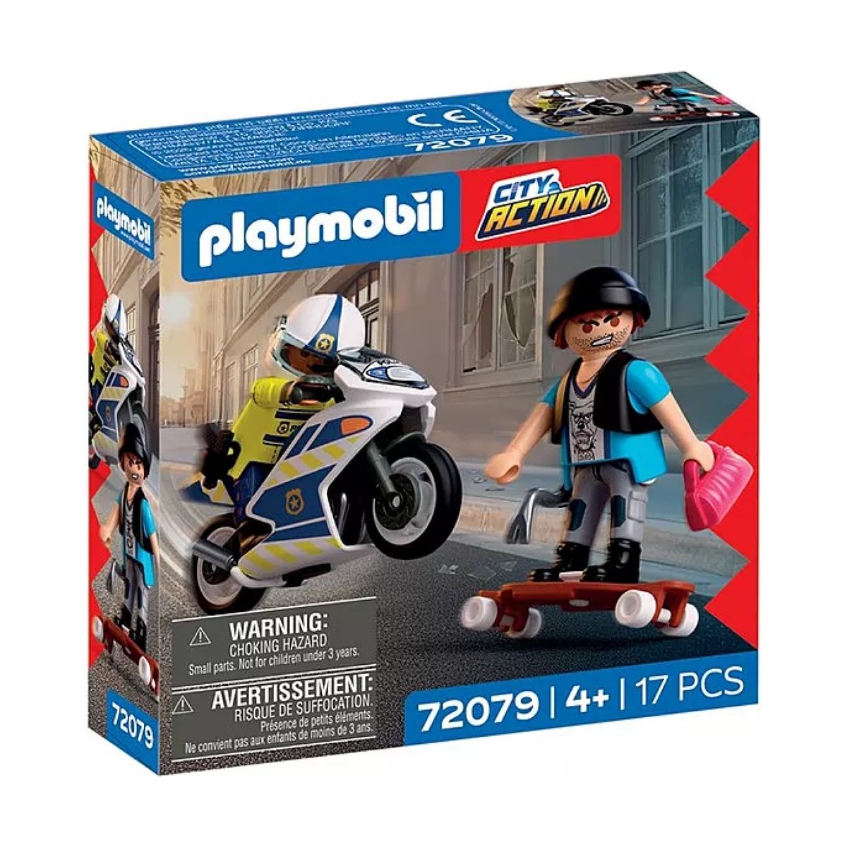 City Action Course-poursuite en moto multicolore, PLAYMOBIL