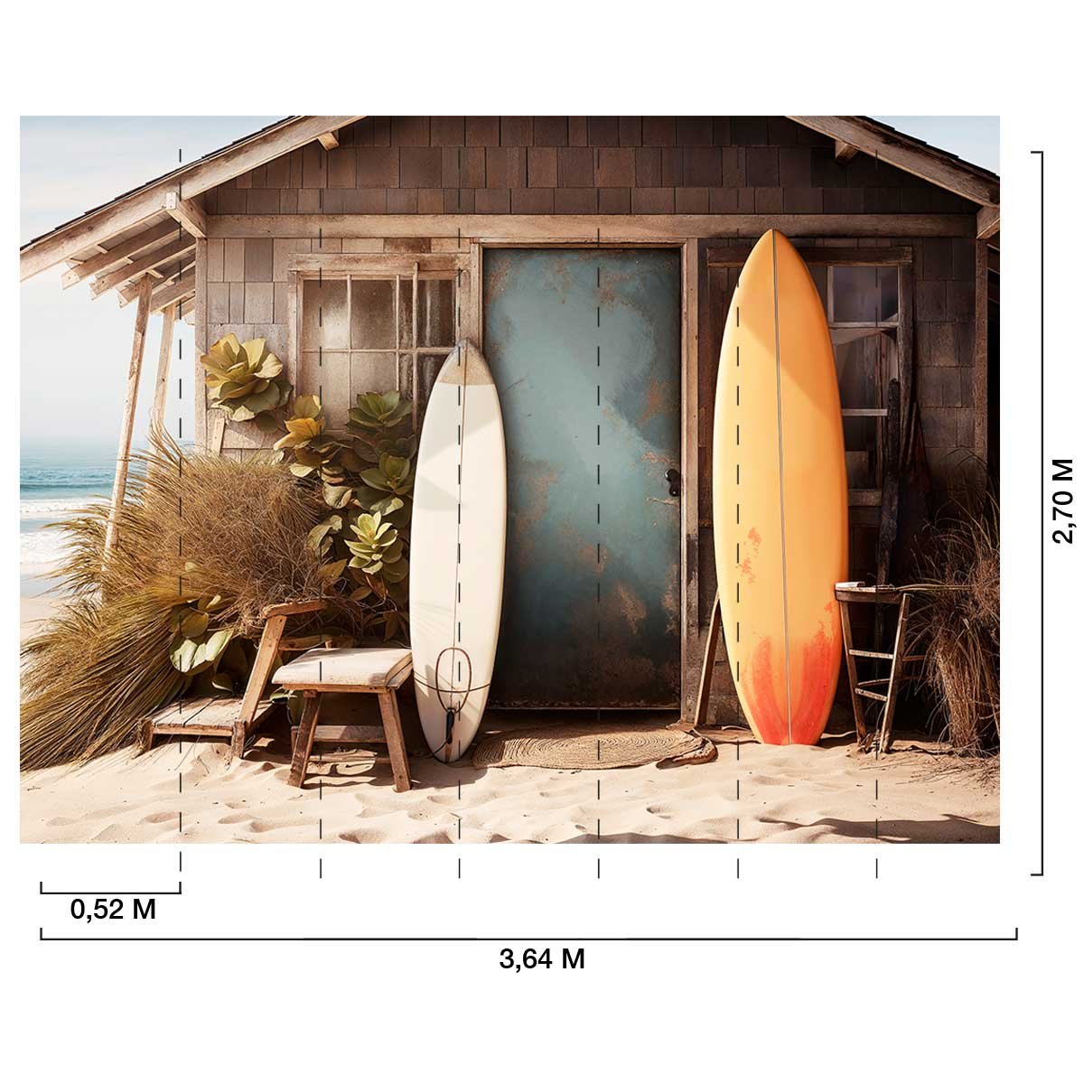 Papier peint cabanon de plage intissé, HEXOA