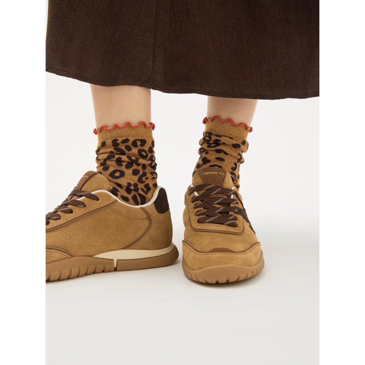 Pack de 3 chaussettes à bords volantés PACK QUINN marron foncé, VANESSA WU