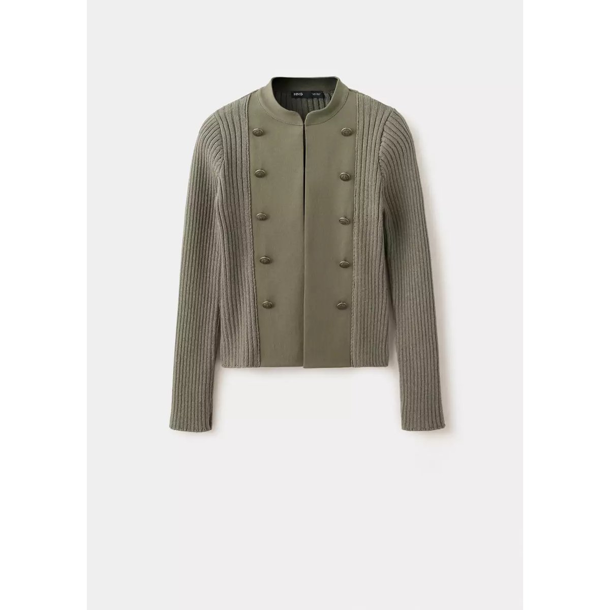 Veste en maille avec détails de boutons kaki, MANGO