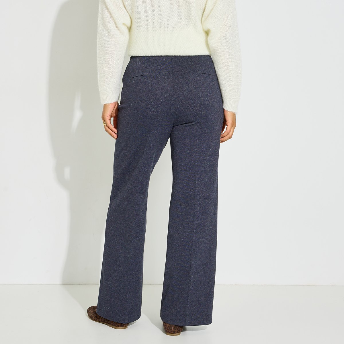 Pantalon pont large en maille bleu stone, GRAIN DE MALICE